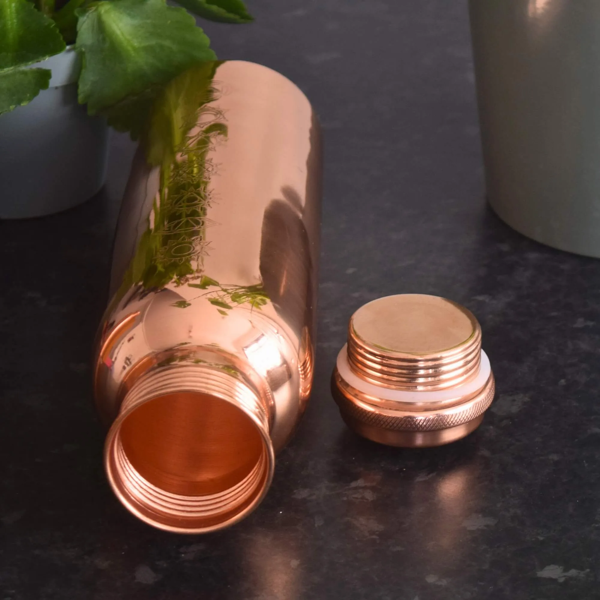 7 Chakra Copper Water Bottle 1L | Hand Etched Crown to Root | Yoga Gift For Her | UK Stock - Image 6
